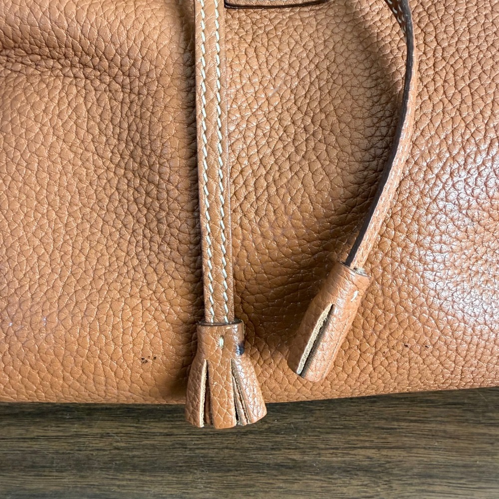 Dooney & Bourke Leather Satchel Purse Handbag Chestnut Brown Pebble Bag - Picture 9 of 11